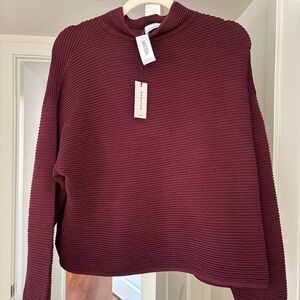 ARITZIA BABATON Burgundy Ribbed Top
